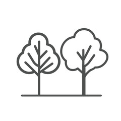 Two Outline Trees, Nature Icon, Environment Concept, Park Symbol,