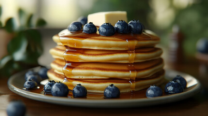 stack of pancakes with blueberries