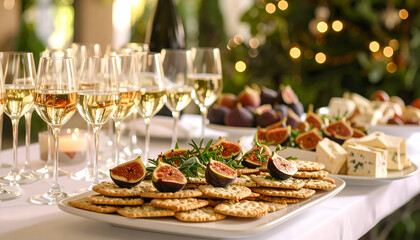 Festive Figs with Cheese, and Champagne.