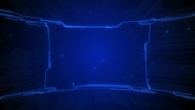 Futuristic Blue HUD Interface interface Digital High Tech Display blue interface frame glowing circuit background for tech presentations, sci-fi HUD visuals, game screen elements. screen video game