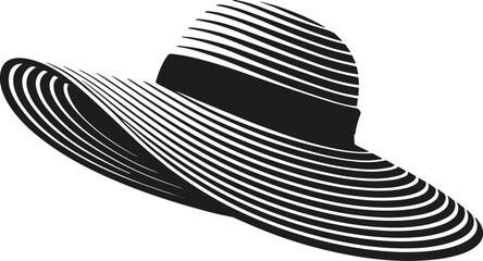 Angled Wide Brim Hat Silhouette – Elegant Summer Fashion Vector Illustration