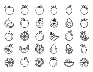 Collection of outline fruit icons