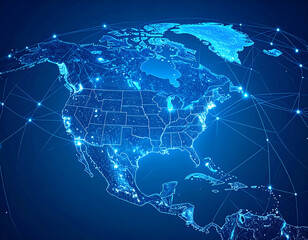 Global Network with North America Map.