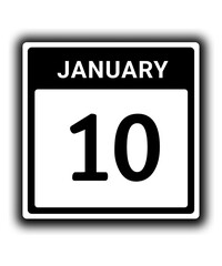 black calendar icon January month date 10