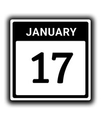 black calendar icon January month date 17