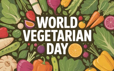 World vegetarian day celebration with fresh healthy vegetables