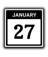 black calendar icon January month date 27