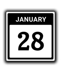black calendar icon January month date 28