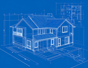 House Blueprint Design with 3D Model.