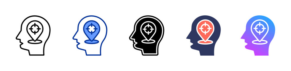 Point Of Focus icon sheet multiple style collection