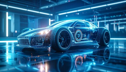 Futuristic car design, digital rendering