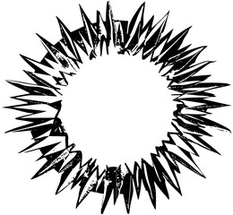 Vector Abstract spiky circle with a distressed texture.