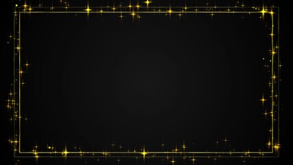 Digital frame glowing luxury gold Shiny gold line. Golden rectangle luminous line moving along perimeter for Wavy lines animated background. Waves. Elegant glow for award border vip backdrop frame.