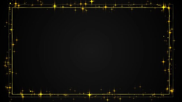 Digital frame glowing luxury gold Shiny gold line. Golden rectangle luminous line moving along perimeter for Wavy lines animated background. Waves. Elegant glow for award border vip backdrop frame.