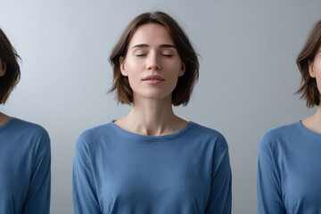 Fototapeta premium x-default Woman with Closed Eyes, Peaceful and Serene, Mindfulness, Meditation, Inner Peace
