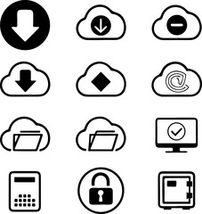 Cloud Data Security and Technology Icons
