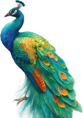 Obraz premium Vibrant peacock, detailed plumage