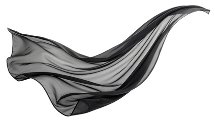 Flowing Black Sheer Scarf on Transparent Background