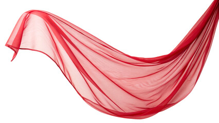 Flowing Red Sheer Scarf, Elegant Drape and Texture