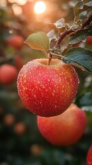red apples on a branch