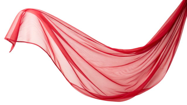 Flowing Red Sheer Scarf, Elegant Drape and Texture