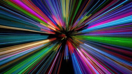 Abstract Burst of Radiant Colors: A Kaleidoscope of Light Streaks