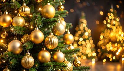 Golden Christmas Tree Ornaments.