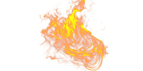 A vibrant flame with orange and yellow hues isolated against a stark black background creating contrast