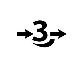 Abstract design with three, arrows, and swirl