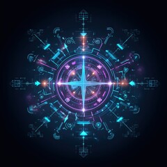 Obraz premium Dynamic geometric patterns digital realm abstract art futuristic environment eye-level view visual concept