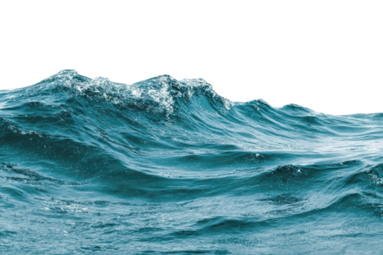 Ocean waves crashing against a horizon line