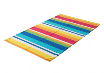 Colorful striped beach towel isolated on transparent background