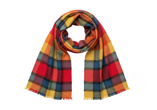 Colorful plaid scarf isolated on transparent background