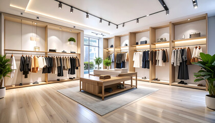 Modern clothing boutique interior.