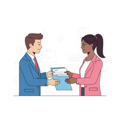 Fototapeta premium Business Colleagues Exchanging Documents.