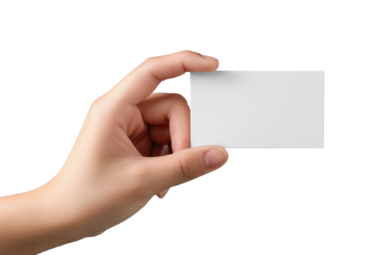 hand holding blank business card