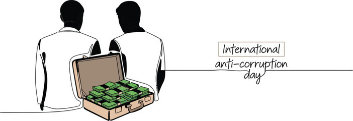 International anti corruption day concept with money and people