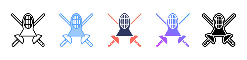 Fencing icon sheet multiple style collection