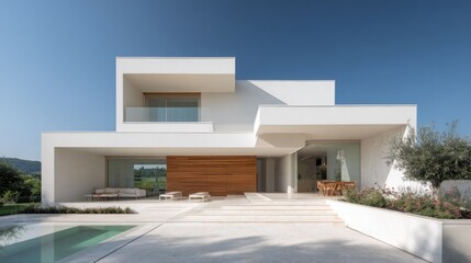 Fototapeta premium Modern Mediterranean Villa: Architectural Masterpiece