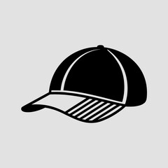 Fototapeta premium Black Baseball Cap Vector Illustration, Stylish Sports Headwear Design