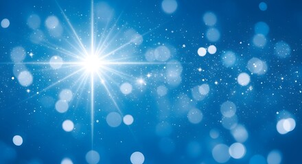 Obraz premium Sparkling blue bokeh lights and starburst create a magical, celebratory atmosphere for any event