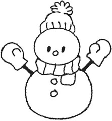 귀여운 눈사람 선 일러스트 손그림