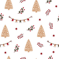 Seamless Christmas pattern. Vector isolated background for wrapping, paper, banners.