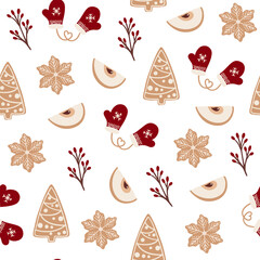 Seamless Christmas pattern. Vector isolated background for wrapping, paper, banners.