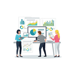 Business Team Analyzing Data Graphs.