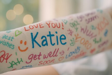 Personalized Arm Sleeve with Colorful Handwritten Messages and Drawings