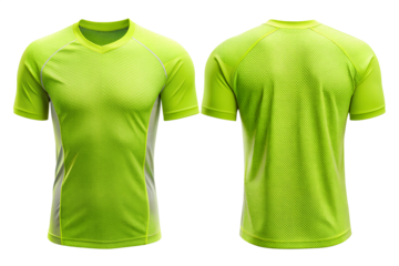 Vibrant lime green sports jersey front and back view, perfect for activewear mockups and branding