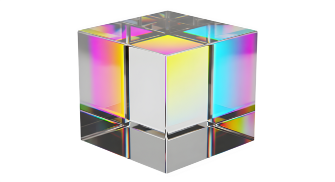 Captivating glass prism refracts vibrant rainbow light spectrum, creating a modern abstract visual for science, design, and technology concepts