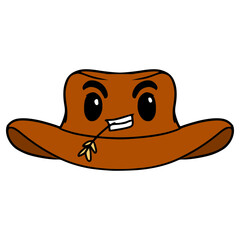 cowboy hat character illustration hand drawn isolated vector