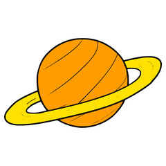 planet Saturn illustration hand drawn isolated vector